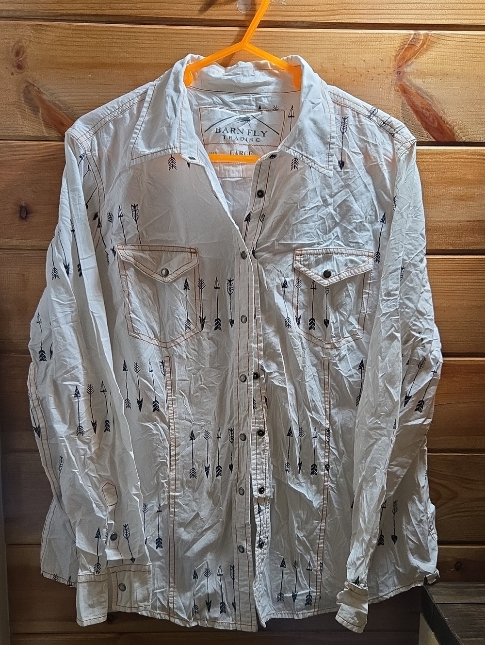 Barn Fly Trading Womens Western Boho Front Snap Long Sleeve 100% Cotton Large